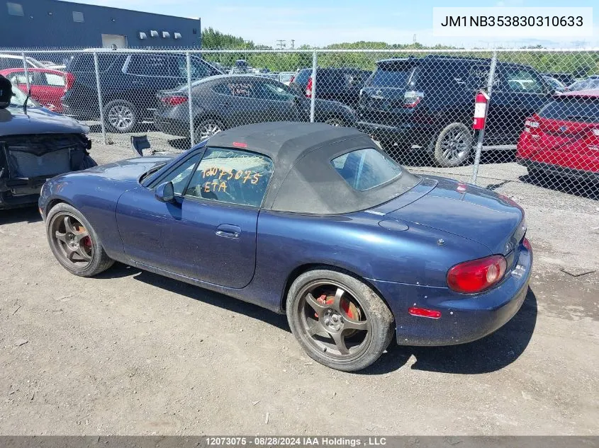 2003 Mazda Mx-5 Miata VIN: JM1NB353830310633 Lot: 12073075