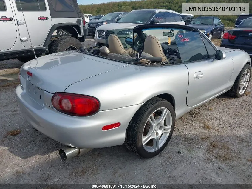 2004 Mazda Mx-5 Miata Ls VIN: JM1NB353640403118 Lot: 40601091