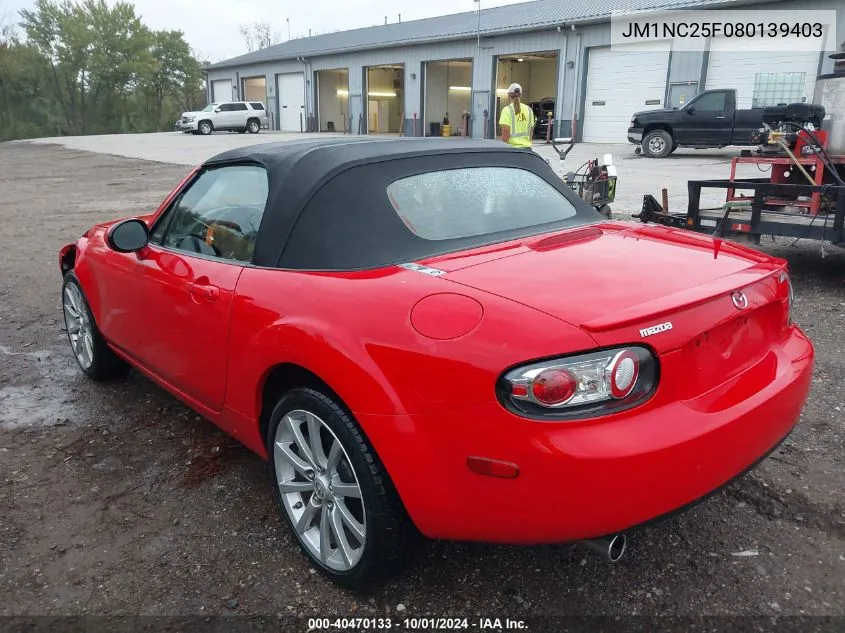 2008 Mazda Mx-5 Miata VIN: JM1NC25F080139403 Lot: 40470133