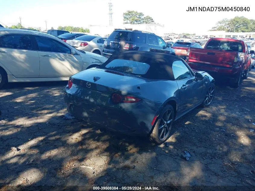 2021 Mazda Mx-5 Miata Grand Touring VIN: JM1NDAD75M0450840 Lot: 39508384