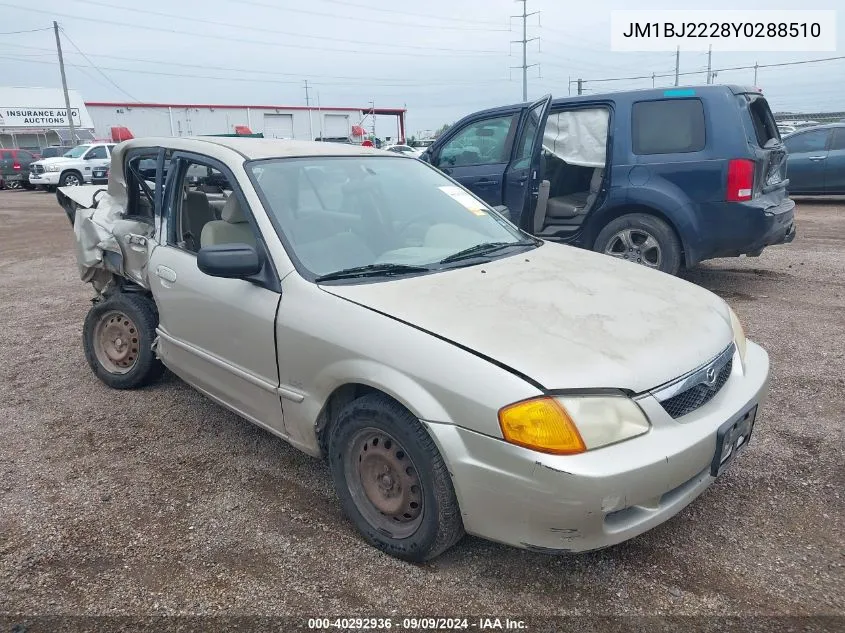 2000 Mazda Protege Dx/Lx VIN: JM1BJ2228Y0288510 Lot: 40292936