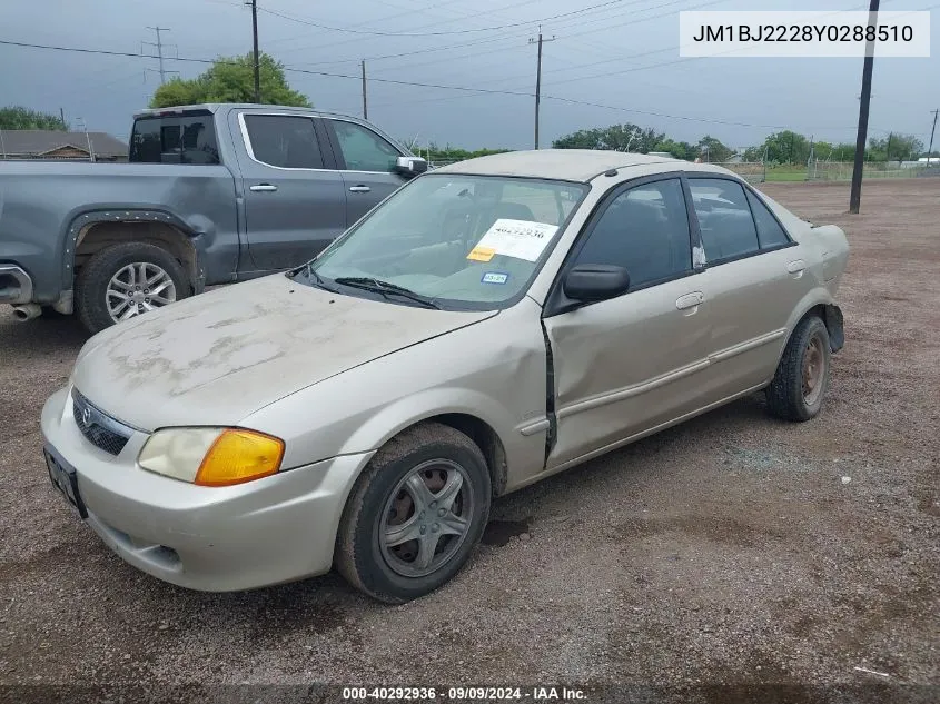 2000 Mazda Protege Dx/Lx VIN: JM1BJ2228Y0288510 Lot: 40292936