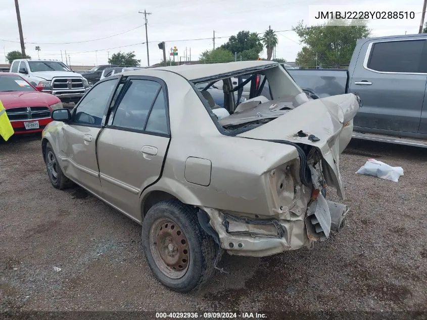 2000 Mazda Protege Dx/Lx VIN: JM1BJ2228Y0288510 Lot: 40292936