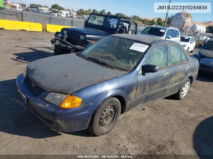 2000 Mazda Protege Dx/Lx VIN: JM1BJ2223Y0284834 Lot: 40378265