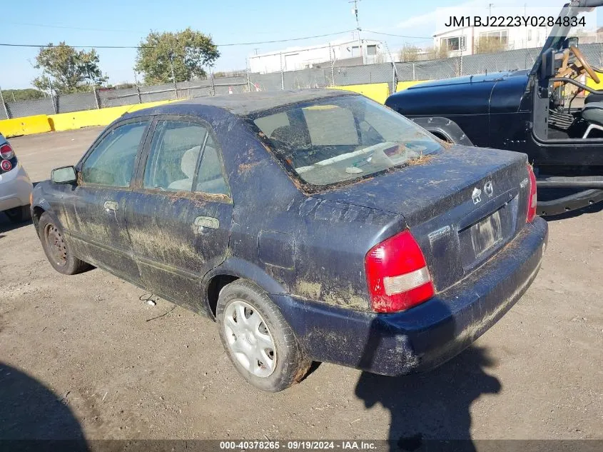 2000 Mazda Protege Dx/Lx VIN: JM1BJ2223Y0284834 Lot: 40378265