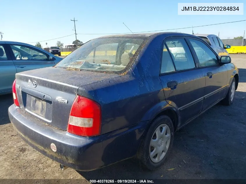 2000 Mazda Protege Dx/Lx VIN: JM1BJ2223Y0284834 Lot: 40378265