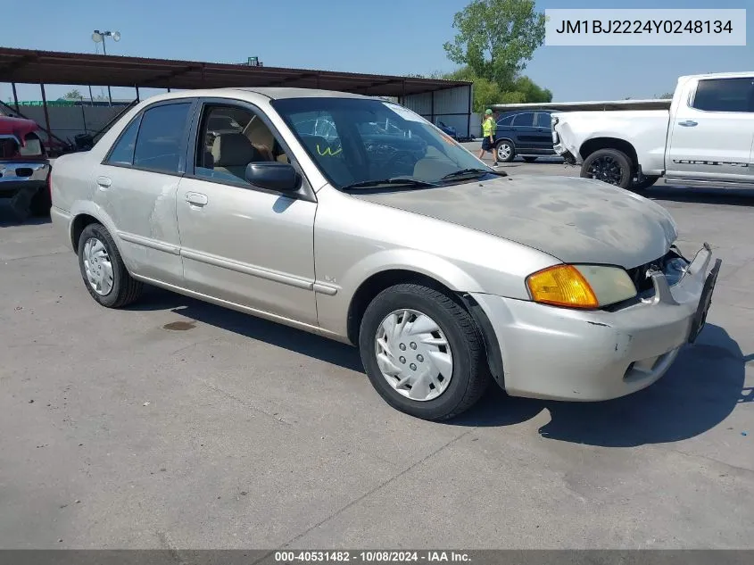 2000 Mazda Protege Dx/Lx VIN: JM1BJ2224Y0248134 Lot: 40531482