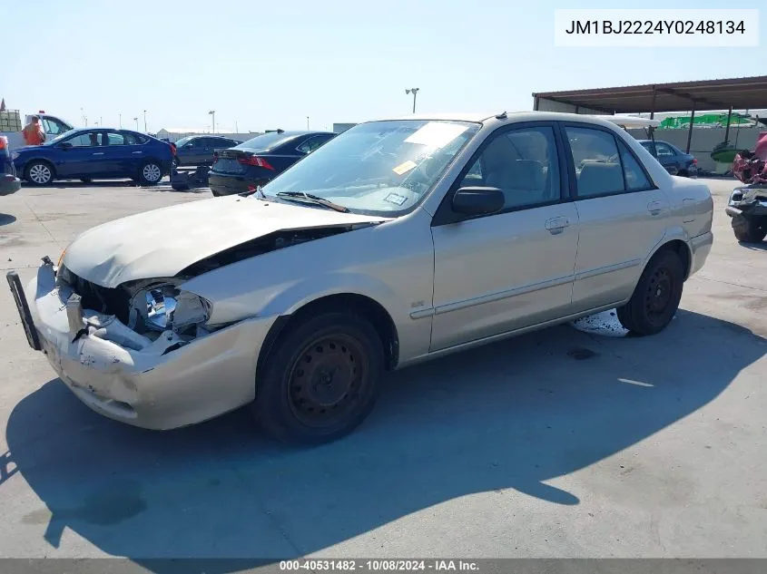 2000 Mazda Protege Dx/Lx VIN: JM1BJ2224Y0248134 Lot: 40531482