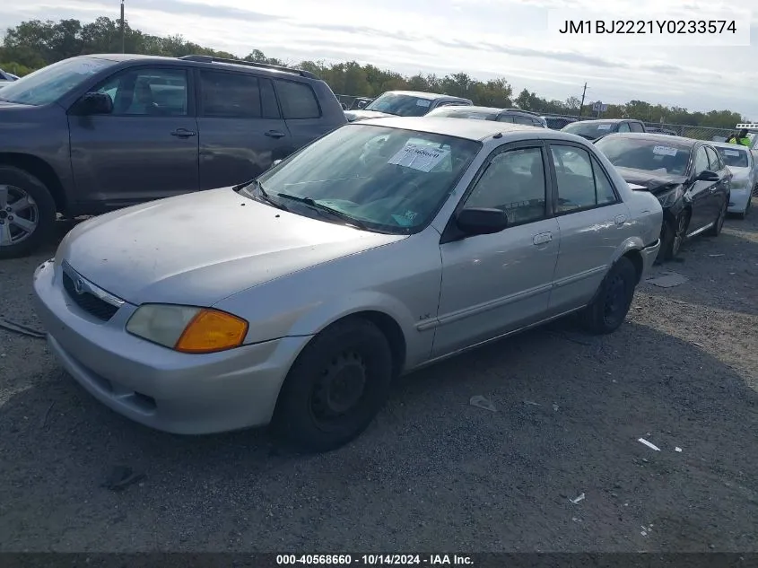 2000 Mazda Protege Dx/Lx VIN: JM1BJ2221Y0233574 Lot: 40568660