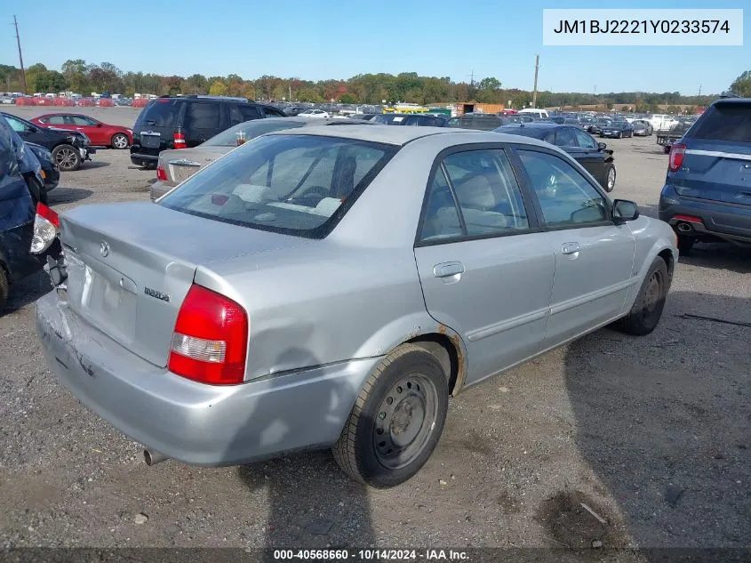 2000 Mazda Protege Dx/Lx VIN: JM1BJ2221Y0233574 Lot: 40568660