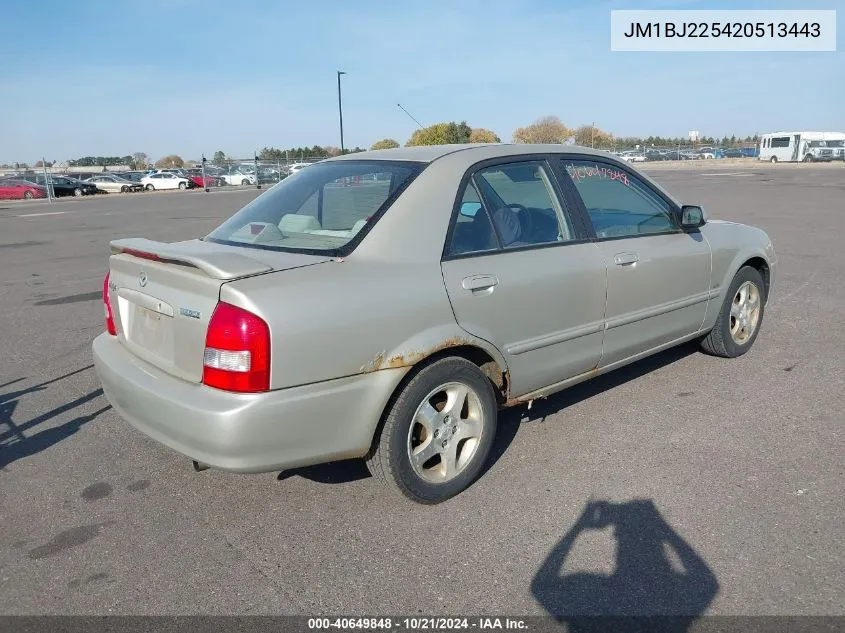 2002 Mazda Protege Dx/Es/Lx VIN: JM1BJ225420513443 Lot: 40649848