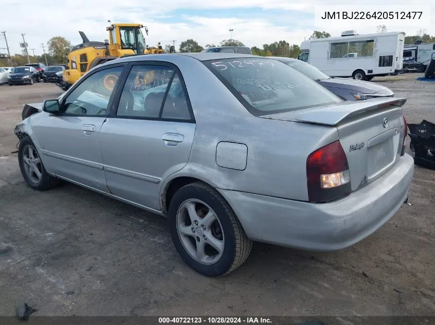 2002 Mazda Protege Dx/Es/Lx VIN: JM1BJ226420512477 Lot: 40722123