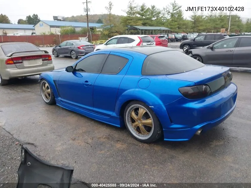 2004 Mazda Rx-8 6 Speed Manual VIN: JM1FE173X40102428 Lot: 40425585