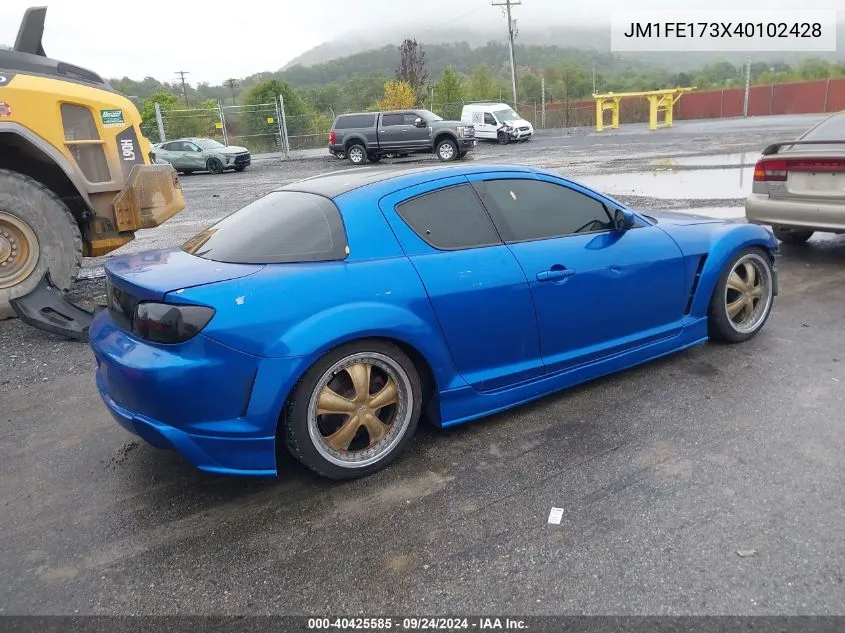 2004 Mazda Rx-8 6 Speed Manual VIN: JM1FE173X40102428 Lot: 40425585