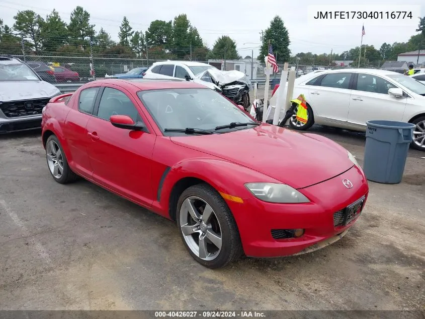 2004 Mazda Rx-8 6 Speed Manual VIN: JM1FE173040116774 Lot: 40426027