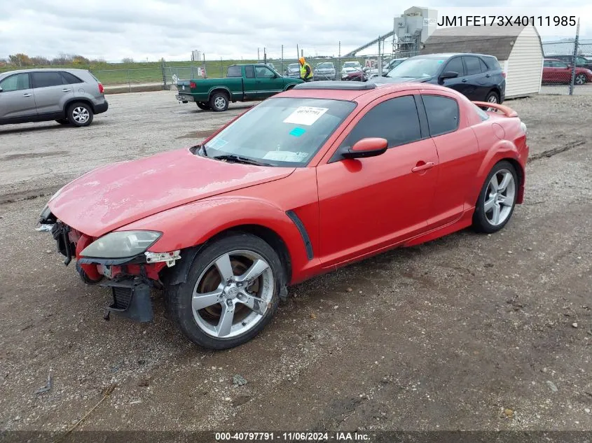 2004 Mazda Rx-8 6 Speed Manual VIN: JM1FE173X40111985 Lot: 40797791