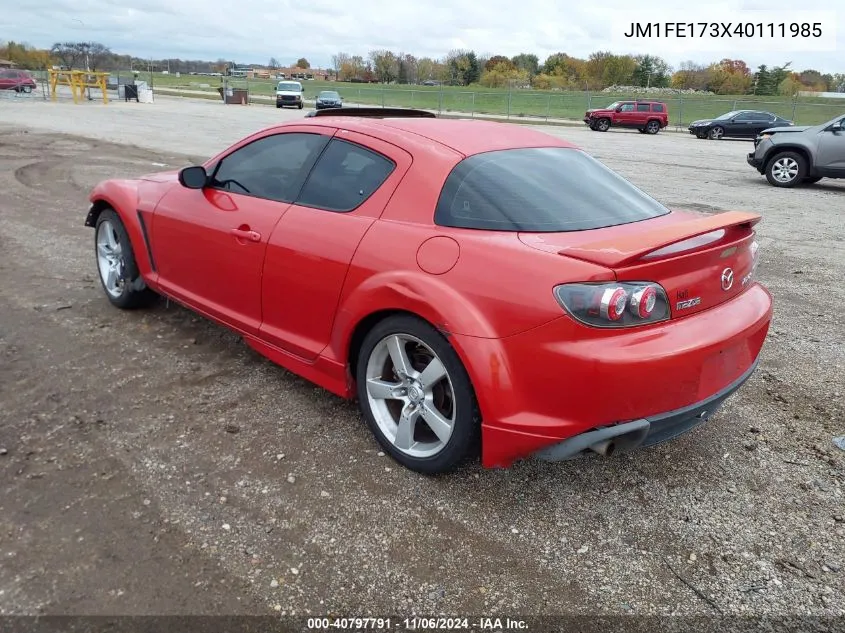 2004 Mazda Rx-8 6 Speed Manual VIN: JM1FE173X40111985 Lot: 40797791