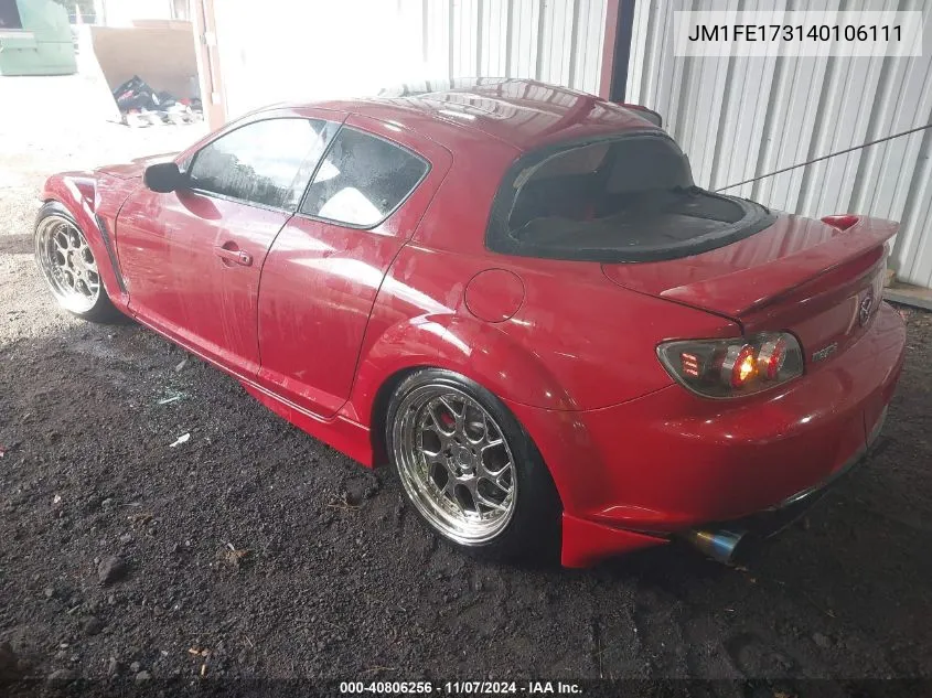 2004 Mazda Rx-8 6 Speed Manual (M6) VIN: JM1FE173140106111 Lot: 40806256