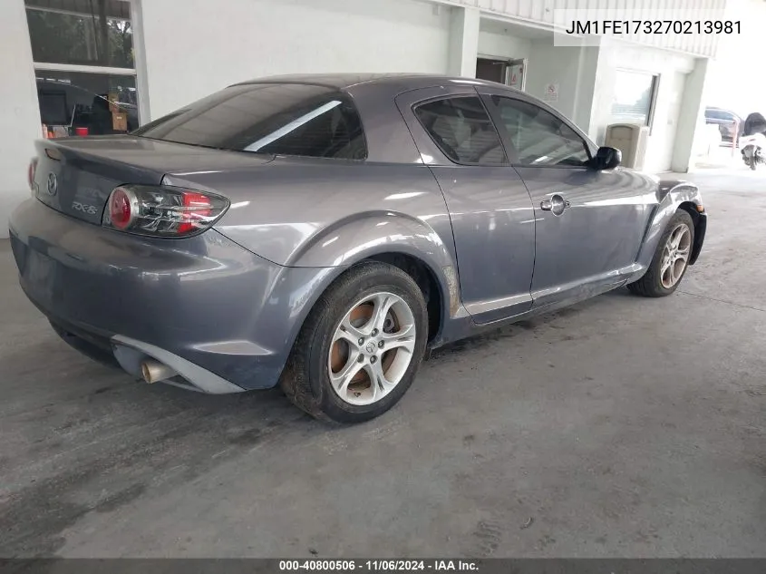 2007 Mazda Rx-8 Sport VIN: JM1FE173270213981 Lot: 40800506