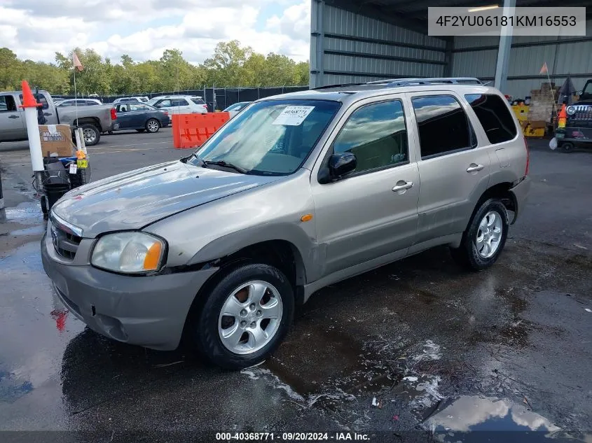 2001 Mazda Tribute Dx V6 VIN: 4F2YU06181KM16553 Lot: 40368771