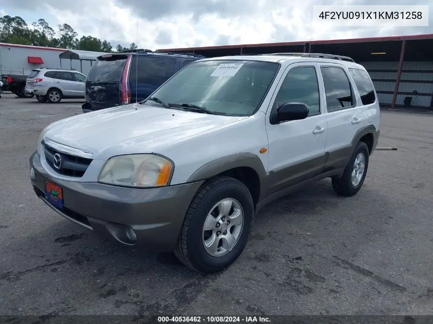 2001 Mazda Tribute Lx/Es VIN: 4F2YU091X1KM31258 Lot: 40536462