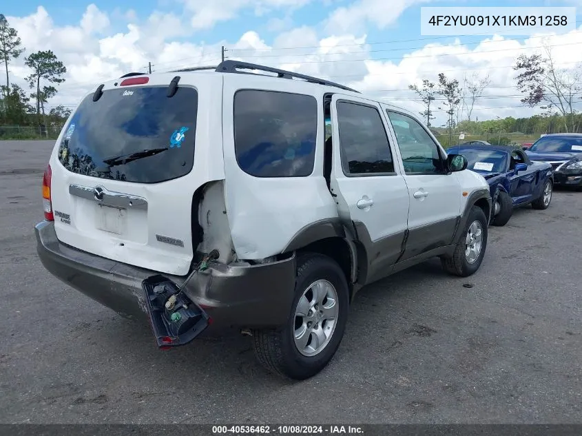 4F2YU091X1KM31258 2001 Mazda Tribute Lx/Es