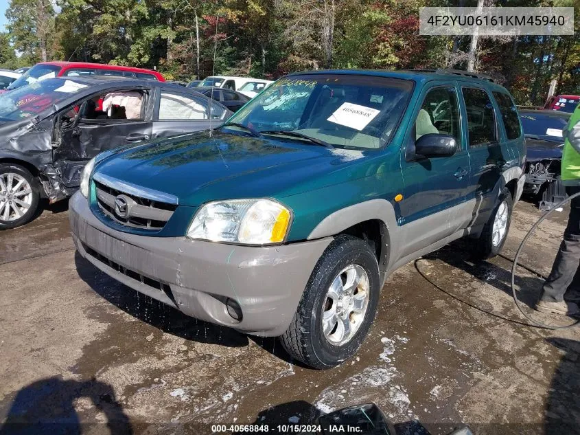 2001 Mazda Tribute Dx VIN: 4F2YU06161KM45940 Lot: 40568848