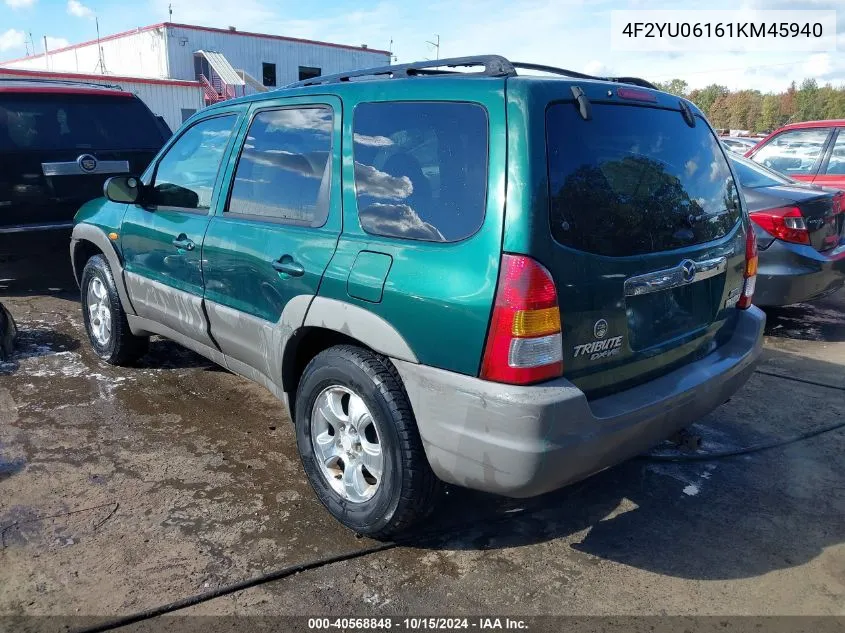 2001 Mazda Tribute Dx VIN: 4F2YU06161KM45940 Lot: 40568848