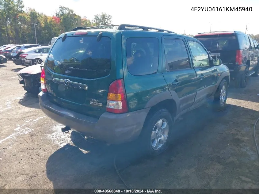 2001 Mazda Tribute Dx VIN: 4F2YU06161KM45940 Lot: 40568848