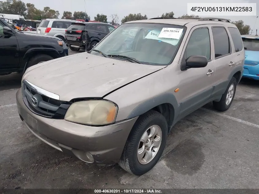 2001 Mazda Tribute Dx V6 VIN: 4F2YU06131KM22583 Lot: 40630201