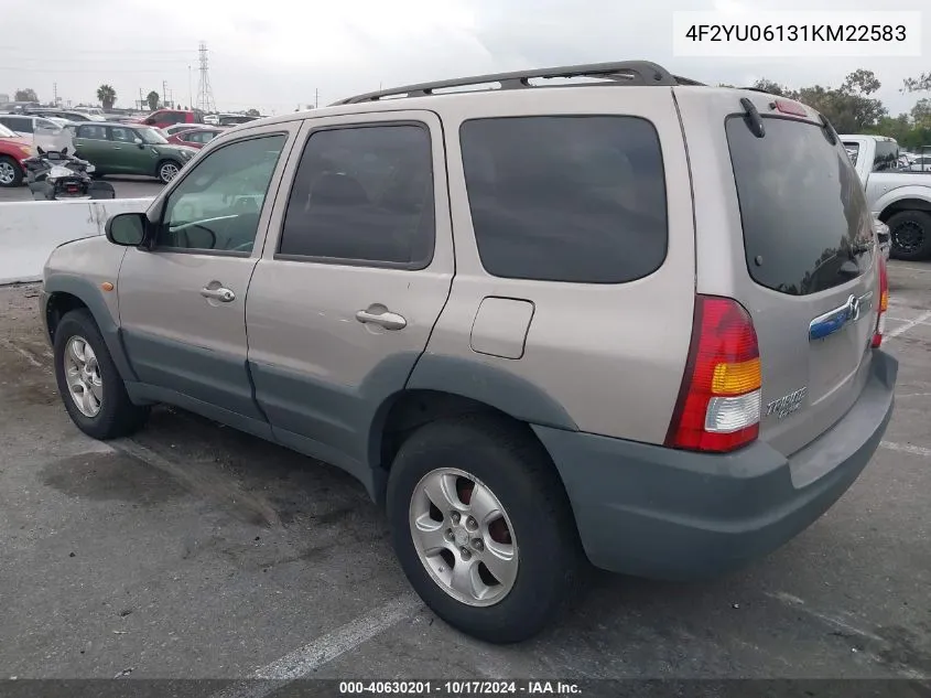 2001 Mazda Tribute Dx V6 VIN: 4F2YU06131KM22583 Lot: 40630201