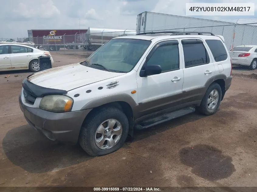 2002 Mazda Tribute Es V6/Lx V6 VIN: 4F2YU08102KM48217 Lot: 39915059