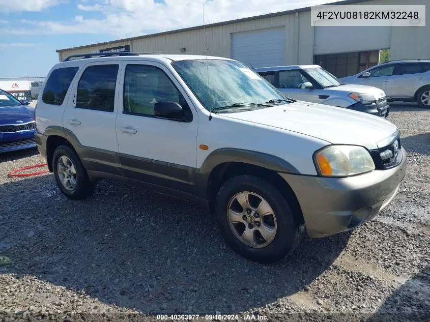 2002 Mazda Tribute Es V6/Lx V6 VIN: 4F2YU08182KM32248 Lot: 40363977