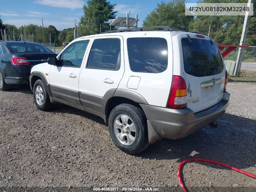 2002 Mazda Tribute Es V6/Lx V6 VIN: 4F2YU08182KM32248 Lot: 40363977