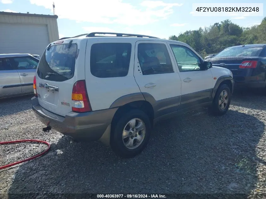 4F2YU08182KM32248 2002 Mazda Tribute Es V6/Lx V6