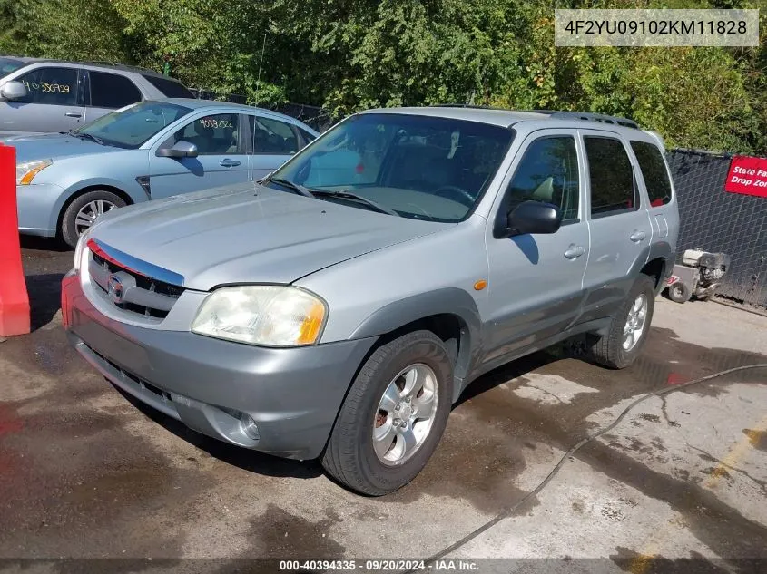 2002 Mazda Tribute Es V6/Lx V6 VIN: 4F2YU09102KM11828 Lot: 40394335