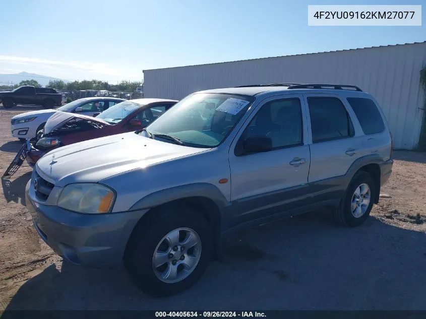 2002 Mazda Tribute Es V6/Lx V6 VIN: 4F2YU09162KM27077 Lot: 40405634