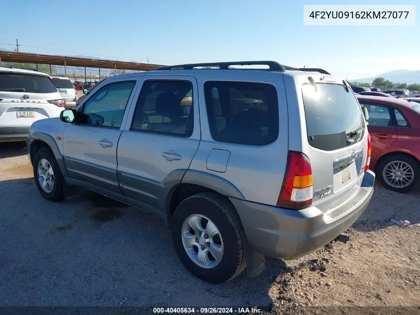 2002 Mazda Tribute Es V6/Lx V6 VIN: 4F2YU09162KM27077 Lot: 40405634