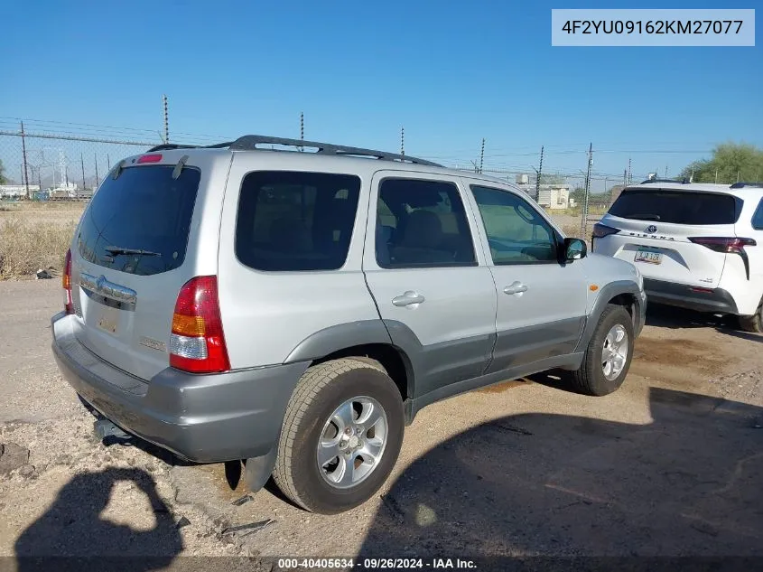 2002 Mazda Tribute Es V6/Lx V6 VIN: 4F2YU09162KM27077 Lot: 40405634