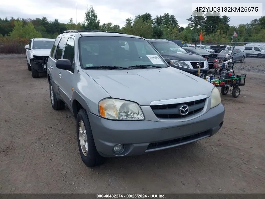 2002 Mazda Tribute Es V6/Lx V6 VIN: 4F2YU08182KM26675 Lot: 40432274