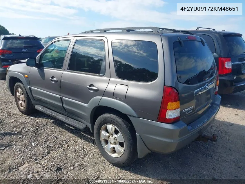 4F2YU09172KM48651 2002 Mazda Tribute Es V6/Lx V6