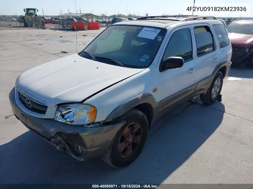 2002 Mazda Tribute Es V6/Lx V6 VIN: 4F2YU09182KM23936 Lot: 40595971