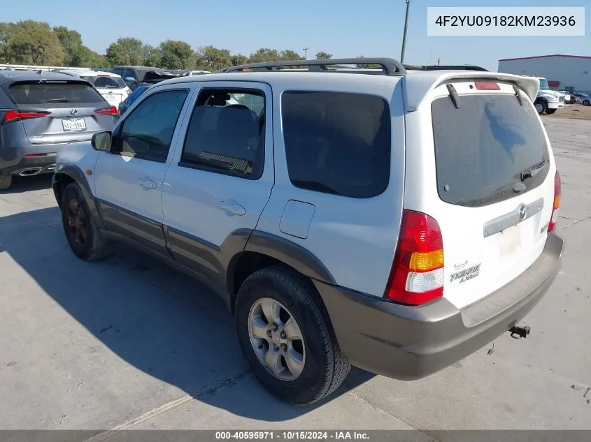 2002 Mazda Tribute Es V6/Lx V6 VIN: 4F2YU09182KM23936 Lot: 40595971