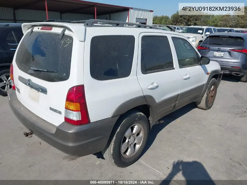 2002 Mazda Tribute Es V6/Lx V6 VIN: 4F2YU09182KM23936 Lot: 40595971