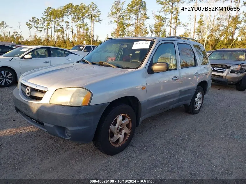 2002 Mazda Tribute Dx VIN: 4F2YU07B52KM10685 Lot: 40626190