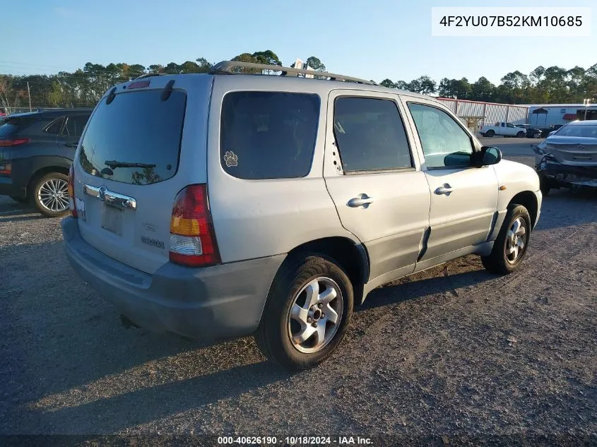 2002 Mazda Tribute Dx VIN: 4F2YU07B52KM10685 Lot: 40626190