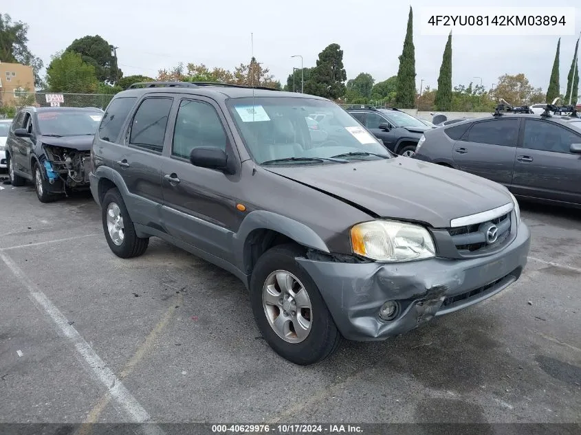 2002 Mazda Tribute Es V6/Lx V6 VIN: 4F2YU08142KM03894 Lot: 40629976