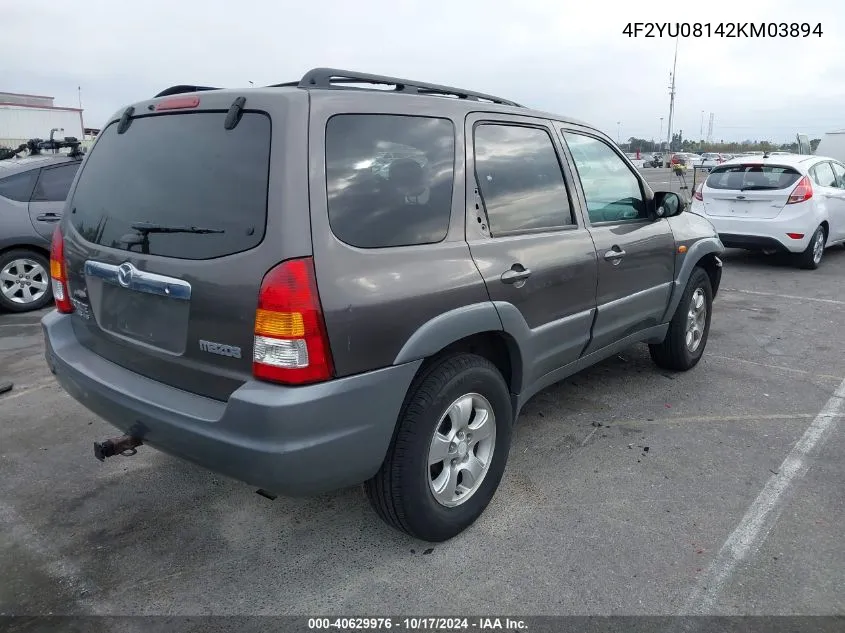 2002 Mazda Tribute Es V6/Lx V6 VIN: 4F2YU08142KM03894 Lot: 40629976