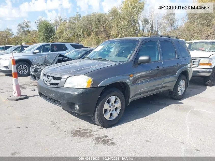 2002 Mazda Tribute Es V6/Lx V6 VIN: 4F2CU09162KM44567 Lot: 40691033