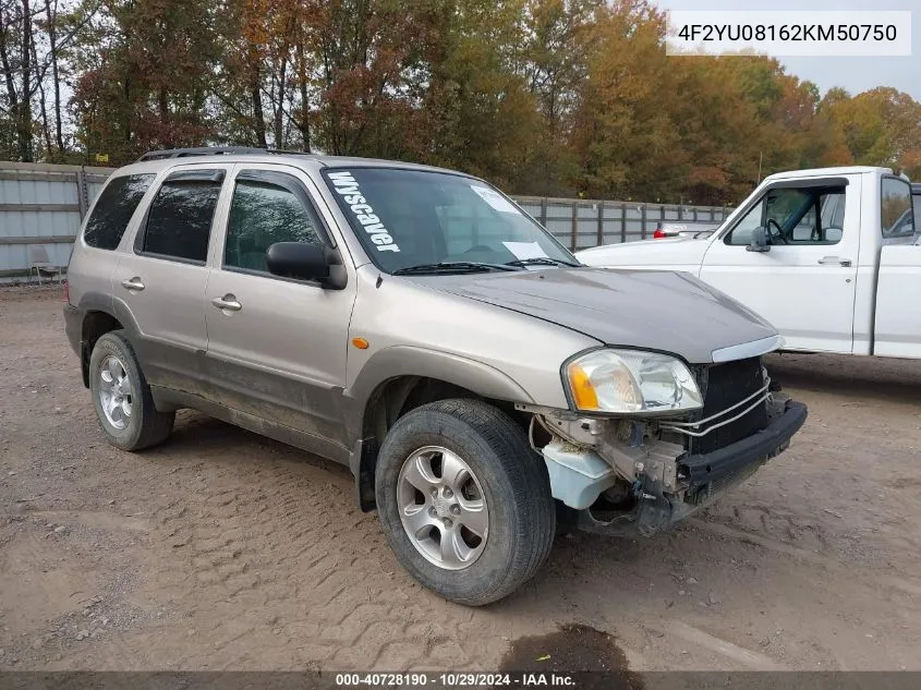 2002 Mazda Tribute Es V6/Lx V6 VIN: 4F2YU08162KM50750 Lot: 40728190